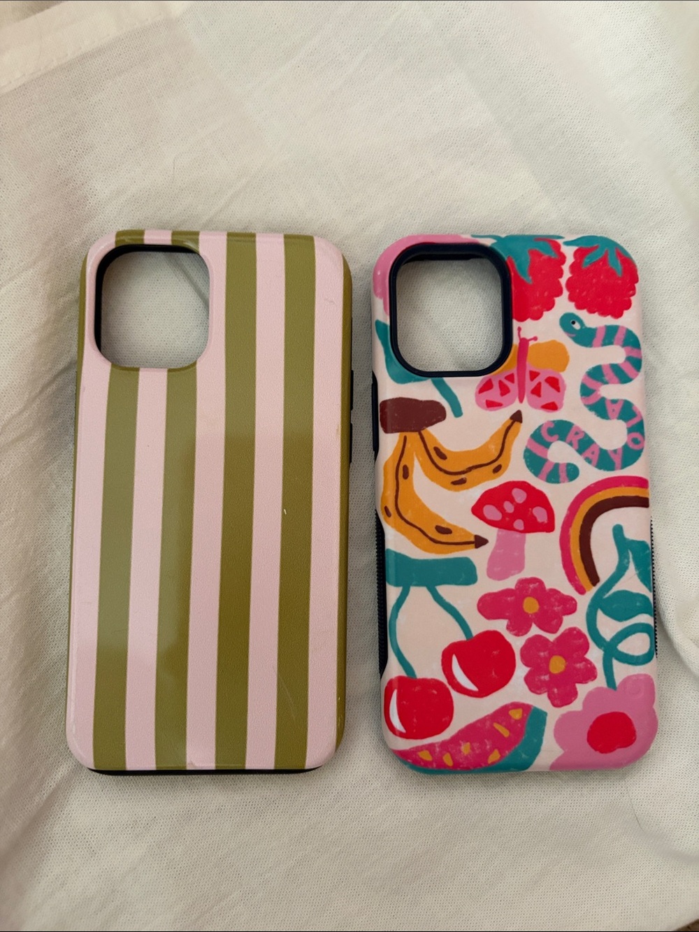 Pink & Olive Striped and Casely Crayola Phone cases for iPhone 12 mini